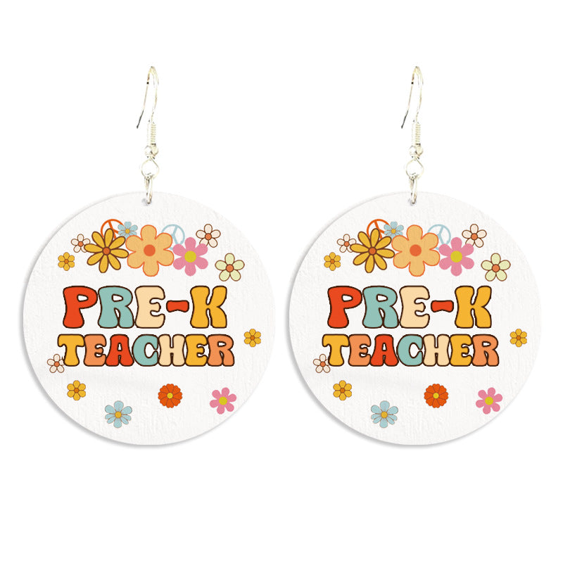 Wholesale Teacher Gift Wood Print Vintage Bohemian Earrings